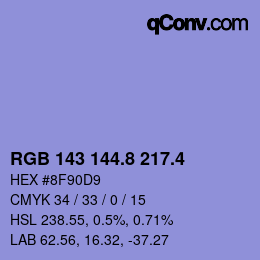 カラーコード: RGB 143 144.8 217.4 | qconv.com