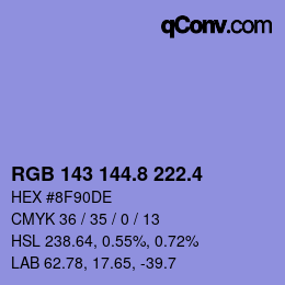 カラーコード: RGB 143 144.8 222.4 | qconv.com