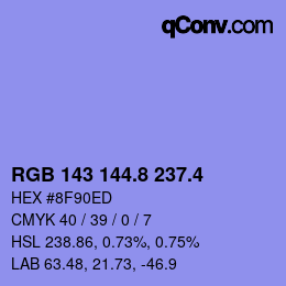 カラーコード: RGB 143 144.8 237.4 | qconv.com