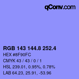 カラーコード: RGB 143 144.8 252.4 | qconv.com