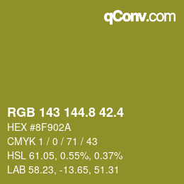 カラーコード: RGB 143 144.8 42.4 | qconv.com