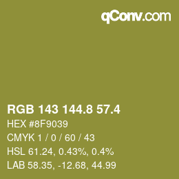 カラーコード: RGB 143 144.8 57.4 | qconv.com