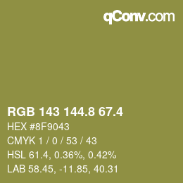 カラーコード: RGB 143 144.8 67.4 | qconv.com