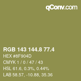 カラーコード: RGB 143 144.8 77.4 | qconv.com