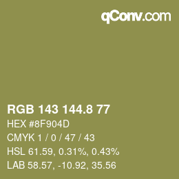 カラーコード: RGB 143 144.8 77 | qconv.com
