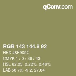 Color code: RGB 143 144.8 92 | qconv.com