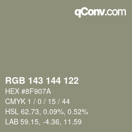 Farbcode: RGB 143 144 122 | qconv.com
