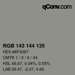 Color code: RGB 143 144 135 | qconv.com