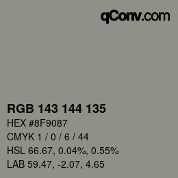 カラーコード: RGB 143 144 135 | qconv.com