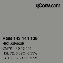 Color code: RGB 143 144 139 | qconv.com