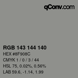 Color code: RGB 143 144 140 | qconv.com