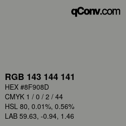 Color code: RGB 143 144 141 | qconv.com