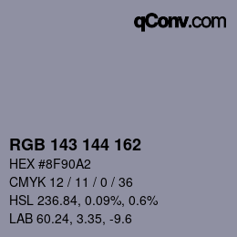 Color code: RGB 143 144 162 | qconv.com
