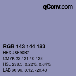 カラーコード: RGB 143 144 183 | qconv.com