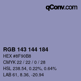 Color code: RGB 143 144 184 | qconv.com