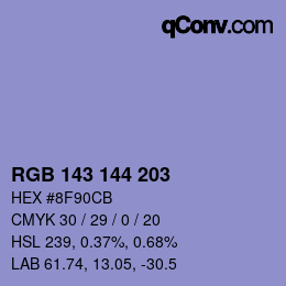 Color code: RGB 143 144 203 | qconv.com