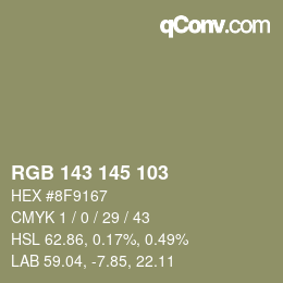 Color code: RGB 143 145 103 | qconv.com