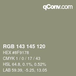 颜色代码: RGB 143 145 120 | qconv.com