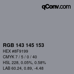 Color code: RGB 143 145 153 | qconv.com