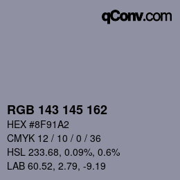 Color code: RGB 143 145 162 | qconv.com