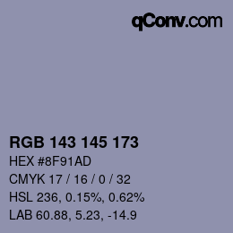 Color code: RGB 143 145 173 | qconv.com