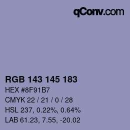 Color code: RGB 143 145 183 | qconv.com