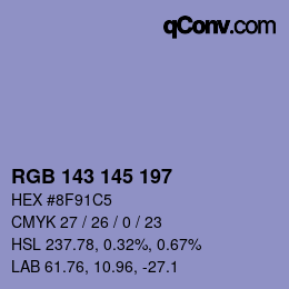 Color code: RGB 143 145 197 | qconv.com