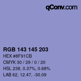 Color code: RGB 143 145 203 | qconv.com