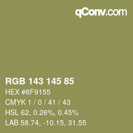 Color code: RGB 143 145 85 | qconv.com