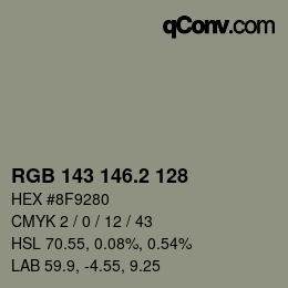 Color code: RGB 143 146.2 128 | qconv.com
