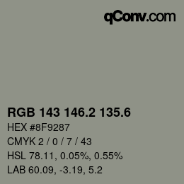 カラーコード: RGB 143 146.2 135.6 | qconv.com