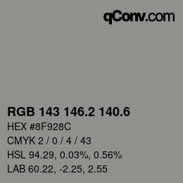カラーコード: RGB 143 146.2 140.6 | qconv.com