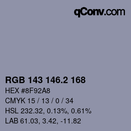 カラーコード: RGB 143 146.2 168 | qconv.com