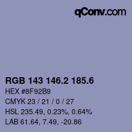 カラーコード: RGB 143 146.2 185.6 | qconv.com