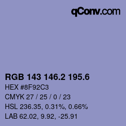カラーコード: RGB 143 146.2 195.6 | qconv.com
