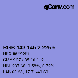 カラーコード: RGB 143 146.2 225.6 | qconv.com