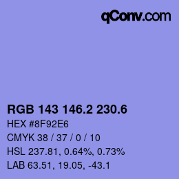 カラーコード: RGB 143 146.2 230.6 | qconv.com