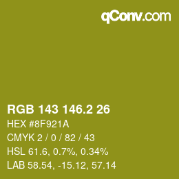 カラーコード: RGB 143 146.2 26 | qconv.com