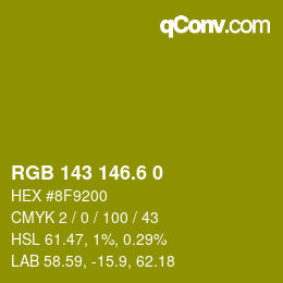 カラーコード: RGB 143 146.6 0 | qconv.com