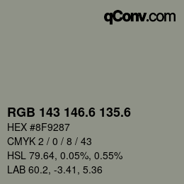 カラーコード: RGB 143 146.6 135.6 | qconv.com