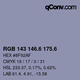 カラーコード: RGB 143 146.6 175.6 | qconv.com