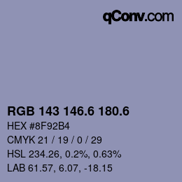 カラーコード: RGB 143 146.6 180.6 | qconv.com