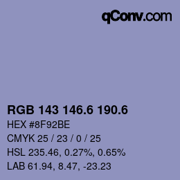 カラーコード: RGB 143 146.6 190.6 | qconv.com