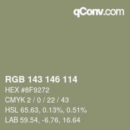 颜色代码: RGB 143 146 114 | qconv.com