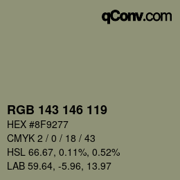 颜色代码: RGB 143 146 119 | qconv.com