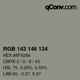 Color code: RGB 143 146 134 | qconv.com