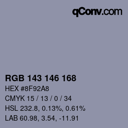 Color code: RGB 143 146 168 | qconv.com