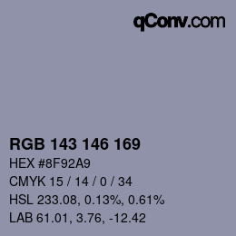 カラーコード: RGB 143 146 169 | qconv.com