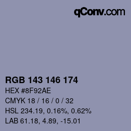 Color code: RGB 143 146 174 | qconv.com