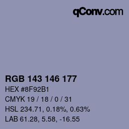 Color code: RGB 143 146 177 | qconv.com